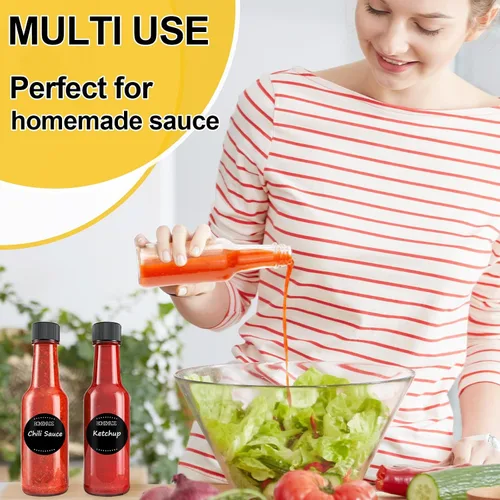 Vista 6 de gmisun - Mini botellas de salsa picante de 3 onzas, paquete de 24 botellas de jengibre con cápsulas retráctiles, mini botella de vino de vidrio