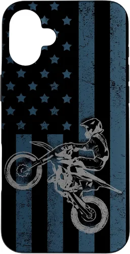 Vista 23 de Dirt Bike US Flag Vintage Motocross Racing Case for iPhone 17