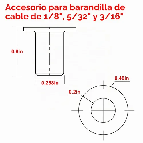 Vista 2 de BLIKA Paquete de 20 fundas protectoras de acero inoxidable para barandillas de cable de cubierta de 1/8 pulgadas, 5/32 pulgadas o 3/16 pulgadas