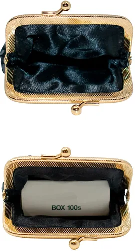 Vista 4 de Juego de 2 monederos largos vintage de malla metálica suave (0.118 in, negro)