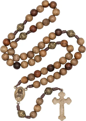 Vista 2 de Intercession™ Rosario de madera maciza hecho a mano Nuestro Padre Sagrado Corazón (Sagrado Corazón - Nogal)
