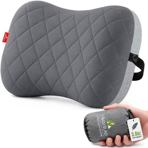 Vista 11 de Hikenture Almohada de camping con funda extraíble, almohada inflable ultraligera para soporte de madera en el cuello, almohada mejorada