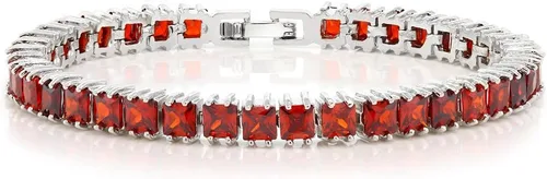 Vista 6 de Gem Stone King Pulsera de tenis clásica de circonita cúbica de corte princesa para mujer