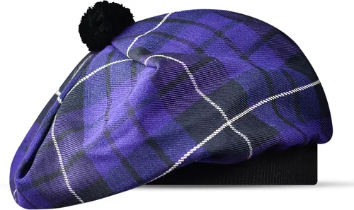 Vista 10 de Sombrero escocés Tam o Shanter Gorro escocés Tartan P.V Tartan (poliviscosa) Mezcla de lana con pompón Talla única para todos.