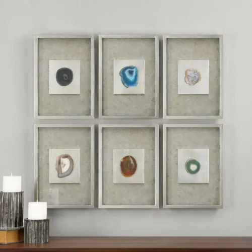 Vista 3 de Uttermost Juego de 6 piezas de arte de pared de piedras de ágata de 19 1/2" de alto