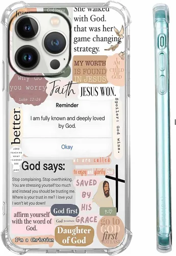 Vista 37 de Funda para Celular con Versículos de la Biblia, Colocación de Citas Cristianas de Jesús, Diseño Collage, Funda Protectora Suave de TPU de Moda
