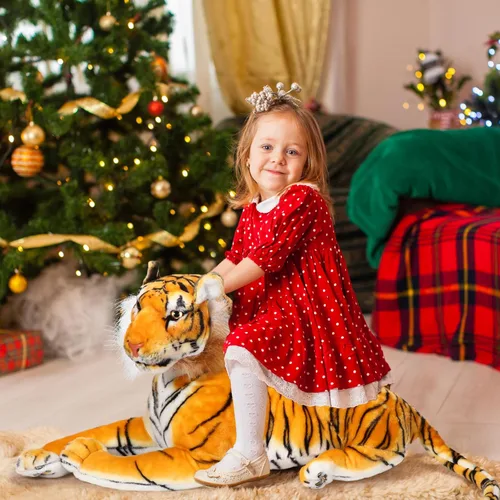 Vista 6 de Syhood Juguete gigante de peluche de tigre gigante de 27 pulgadas, adecuado para regalos de cumpleaños