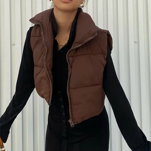 Vista 4 de Shiyifa Chaqueta acolchada con cremallera y cuello alto para mujer