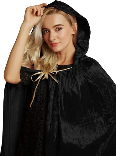 Vista 7 de Urban CoCo Capa unisex de terciopelo con capucha de longitud completa para fiesta de Halloween o cosplay