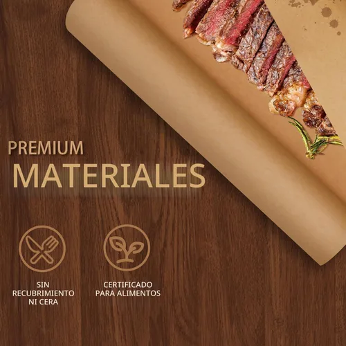Vista 3 de Rollo de papel de carnicero marrón para ahumar carne, papel de envoltorio de grado alimenticio para barbacoa de color melocotón, sin cera, sin