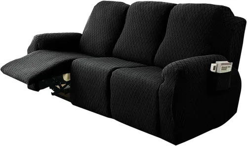 Vista 11 de Funda elástica para silla reclinable, 8 piezas de 1, 2, 3 plazas, funda para sillón reclinable con bolsillo y protector de muebles