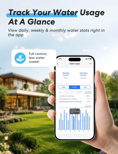 Vista 7 de meross WiFi Water Timer for Garden Hose, Brass Inlet & Outet, Rain Skip