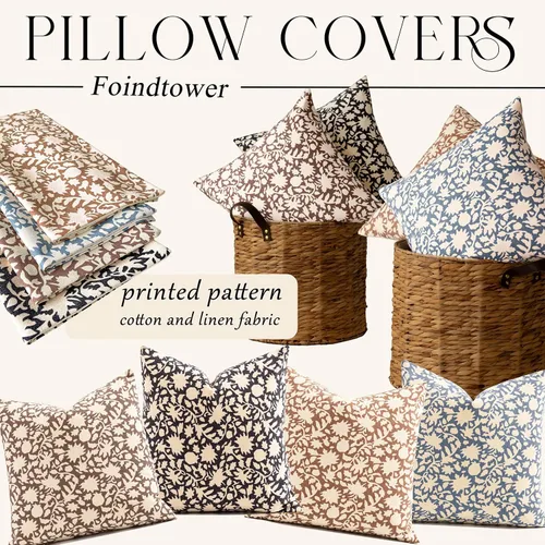 Vista 7 de Foindtower - Juego de 2 fundas de almohada decorativas con flores neutras estilo farmhouse, fundas de almohada boho para sofá, sofá cama
