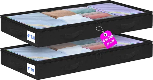 Vista 10 de punemi Contenedores de Almacenamiento Debajo de la Cama, Organizador de Almacenamiento de Ropa Debajo de la Cama de Bajo Perfil de 4.5 Pulgadas