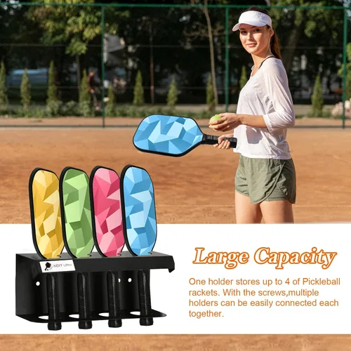 Vista 5 de Soporte para raquetas de pickleball con capacidad para 4/12 palas de pickleball con etiqueta para rastrear a los jugadores siguientes, soportes