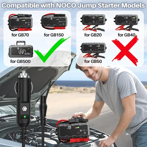 Vista 2 de Cable de alimentación de 14 V CC para cargador de batería NOCO Jump Starter compatible con NOCO GB70 GB150 GB250 GB251 GB500 GB500 GB500 XGC4 XGC