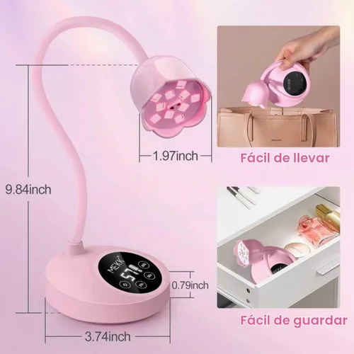 Vista 8 de MEKK Lámpara de uñas Flash Cure, 30 W inalámbrica pequeña luz UV para uñas