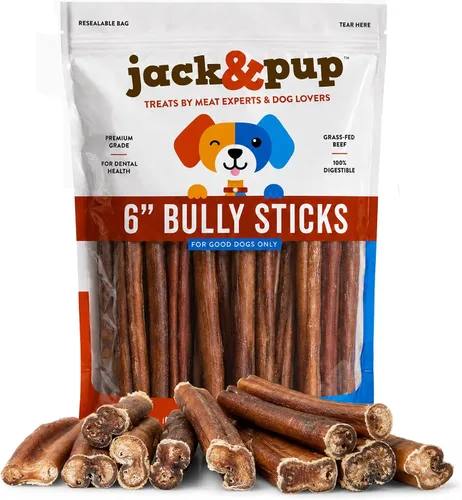 Vista 15 de Jack&Pup Bully Sticks de 6 pulgadas para perros (paquete de 6) - Jumbo