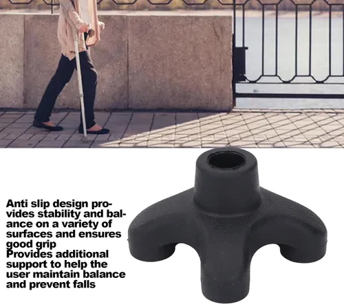 Vista 5 de Quad Cane Tips for Stability 4 Prong Self Standing Non Slip Rubber Base Replacement Foot 19mm Threaded Walking Canes,Duty ABS