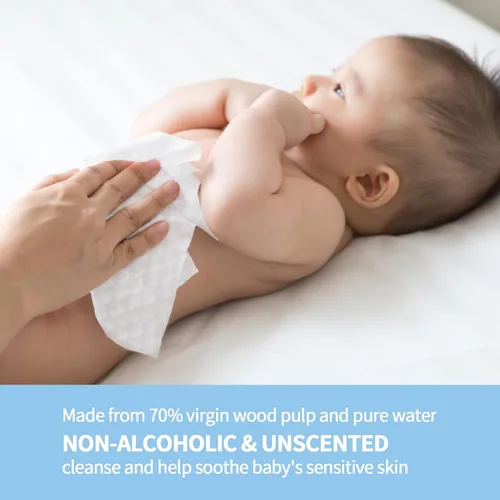 Vista 3 de Toallitas para pañales para niños pequeños, 480 unidades, toallitas húmedas puras sensibles con dispensador abatible, hipoalergénicas