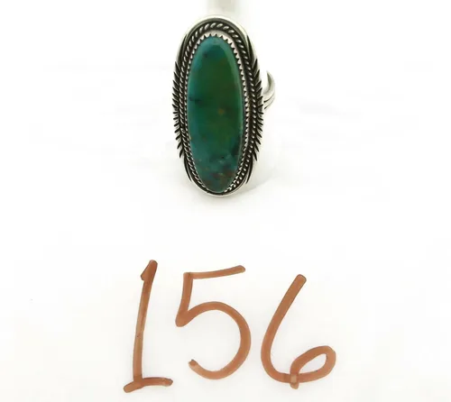 Vista 7 de Anillo Navajo 0.925 de plata turquesa artista de montaña William Denetdale C.80's, Plata de ley, turquesa