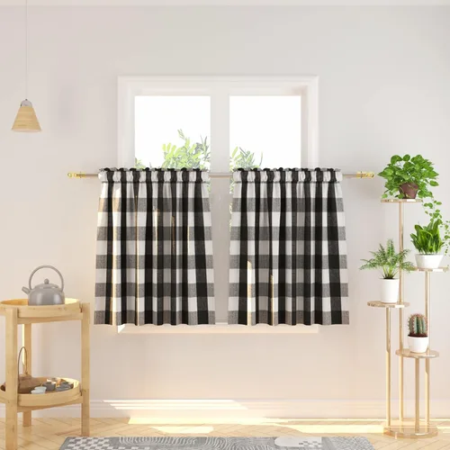 Vista 214 de Cenefas de cortina para ventana de 16 pulgadas de largo, 2 paneles de cuadros búfalo, cortinas pequeñas con bolsillo para barra, estilo clásico
