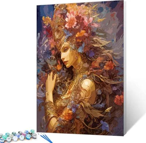 Vista 22 de Tucocoo Flower Woman - Pintura por números para adultos, kits de pintura al óleo digital sobre lienzo con pinceles y pigmento acrílico, hermosas