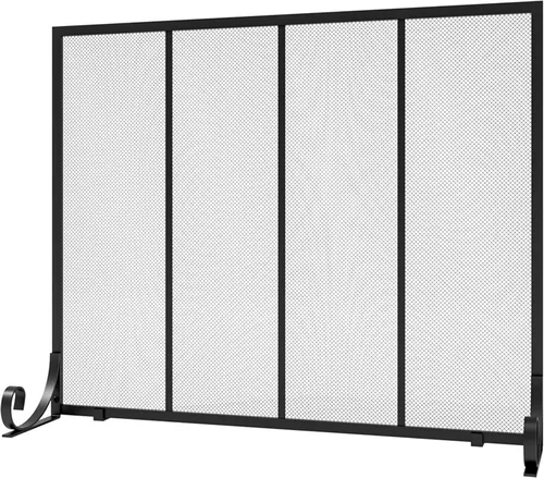 Vista 8 de Fire Beauty Protector de chispas para chimenea de panel plano, puerta de metal forjado, cubierta de seguridad decorativa para chimenea, protector