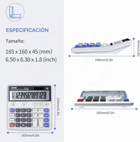 Vista 2 de Calculadora de escritorio estándar con función científica, potencia dual, botones grandes, pantalla LCD grande para 12 dígitos, calculadora portátil