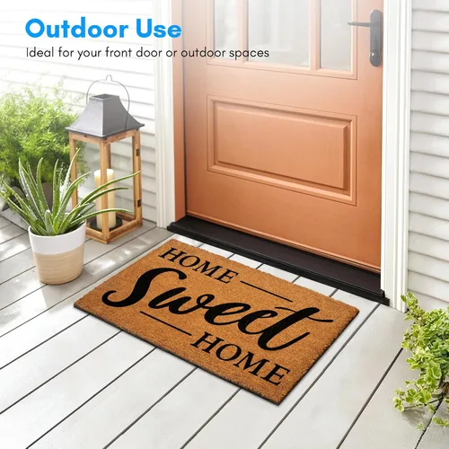 Vista 2 de PLUS Haven 17.5x30 Alfombra de Puerta "Home Sweet Home" con Respaldo Resistente - Alfombra de Coco Coir para Usos en Interiores o Exteriores