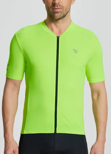 Vista 2 de BALEAF Camiseta de ciclismo de manga corta para hombre, camiseta de ciclismo con cremallera completa 3+1 bolsillos, UPF50+ amarillo, XL, 01-amarillo