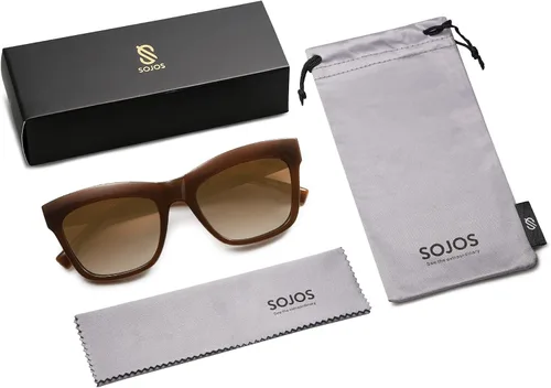 Vista 6 de SOJOS Gafas de sol polarizadas de ojo de gato rectangulares retro para mujer, gafas de sol clásicas de moda con estilo SJ2254