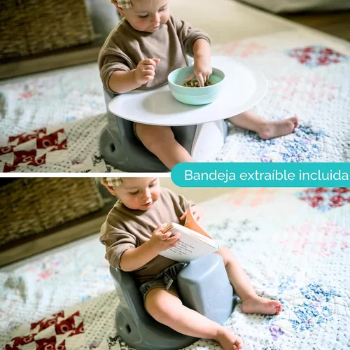 Vista 6 de Upseat El piso ergonómico original para bebé y asiento elevador con bandeja, desarrollado con fisioterapeutas para una postura vertical y un Gris