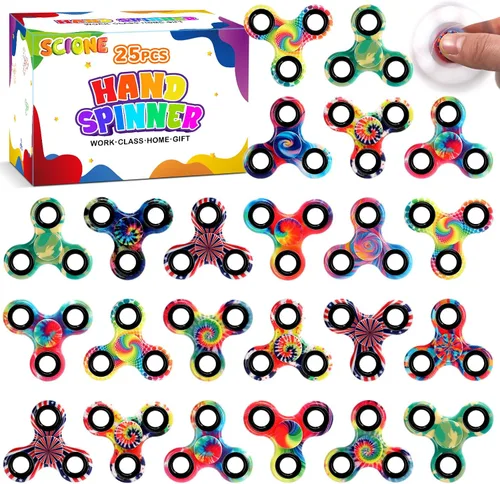 Vista 8 de SCIONE Paquete de 25 Fidget Spinners a granel, juguetes Fidget para niños