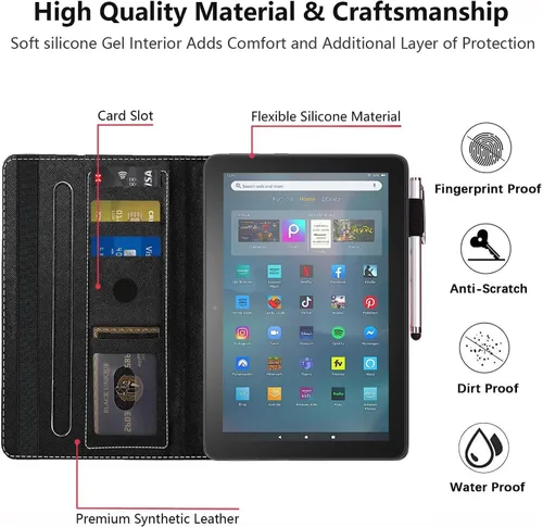 Vista 6 de Funda para tableta Amazon Fire Max 11 (11 pulgadas, 13ª generación, versión 2023) con ranura para tarjetas y apagado y encendido automático, funda
