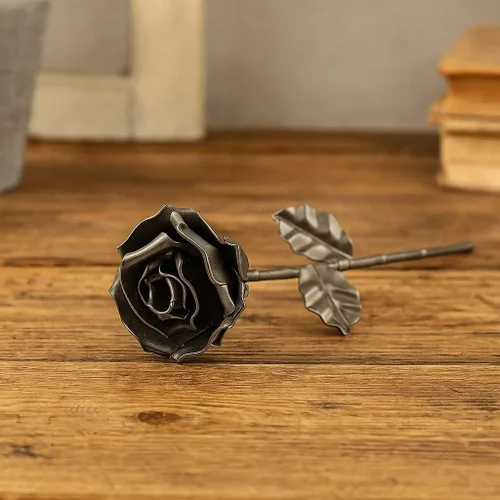 Vista 7 de Forging Art Bcn® Rosa eterna forjada de hierro forjado a mano (negro)