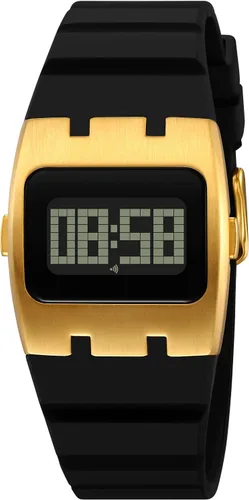 Vista 10 de Reloj digital cuadrado multifunción para hombres, reloj de pulsera único con retroiluminación EL con banda de silicona, cronómetro impermeable