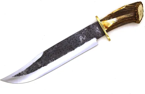 Vista 2 de Colección Montana Stag Handle Cuchillo de caza de hoja extremadamente afilada de 25 pulgadas con funda de cuero (acero al carbono)