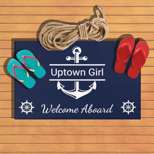 Vista 2 de Tapete de bienvenida a bordo para barcos, alfombra de bienvenida personalizada a bordo, alfombra de barco personalizada, regalo náutico, decoración