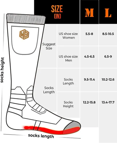 Vista 5 de Calcetines de esquí de lana recargables para hombres, calcetines eléctricos para mujeres, calentadores de pies para mujeres, caza, esquí, ciclismo
