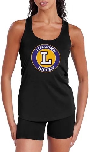 Vista 479 de Camiseta deportiva sin mangas oficial de NCAA Collegiate para mujer, con espalda cruzada, colección con logotipo primario