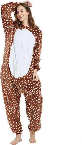Vista 3 de Disfraz de ciervo para mujer, pijama de una sola pieza