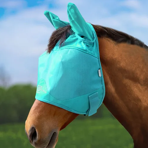 Vista 16 de Harrison Howard Máscara de media cara con protección UV y transpirable para uso equino, cómoda, gris, XS