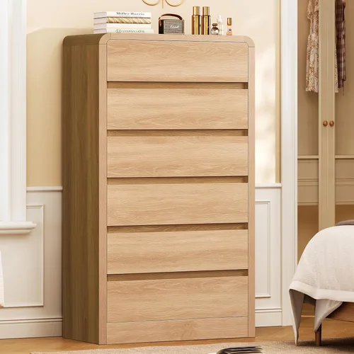 Vista 15 de TEENFON 55" Dresser for Bedroom with 6 Drawers, Black Dresser with Metal Slide, Bedroom Dressers, Wood Dressers & Chests of Drawers for Bedroom
