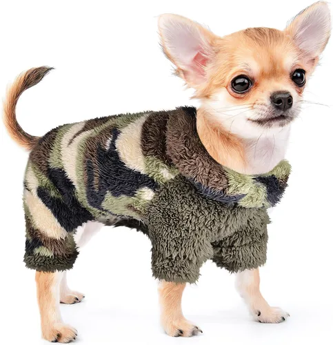 Vista 8 de Sebaoyu Pijamas de cuello redondo para perros pequeños, suéter de forro polar para perros, ropa de invierno linda y pequeña para cachorros Gris