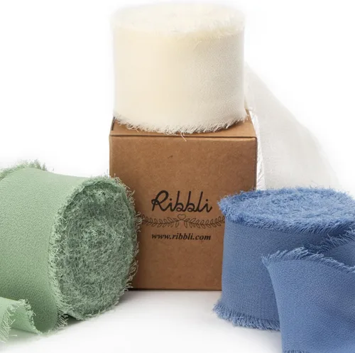 Vista 16 de Ribbli Cinta de gasa color marfil de 1-1/2 pulgadas x 30 yardas, hecha a mano con flecos, cinta de seda de gasa marfil, cinta crema