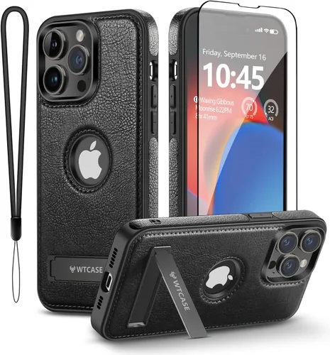 Vista 14 de WTCASE Funda magnética de cuero para iPhone 15, soporte invisible integrado [Compatible con Magsafe] Funda protectora delgada con soporte plegable