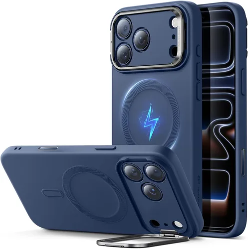 Vista 29 de ESR Funda para iPhone 14 Pro Max, Compatible con Funda de Silicona MagSafe con Soporte, Protección de Grado Militar, Soporte Integrado para Guardar