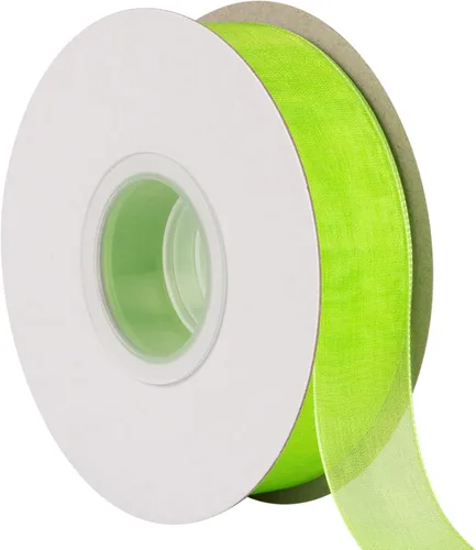 Vista 24 de Cinta de organza transparente de 1-1/2 pulgadas, cinta de gasa verde manzana brillante para manualidades, decoración de fiesta de boda, envoltura