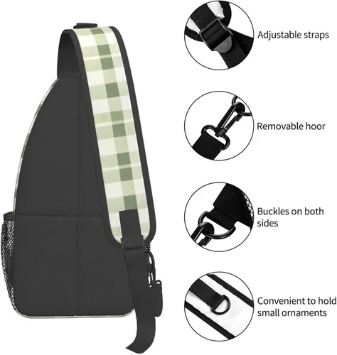 Vista 3 de Small Crossbody Bags for Women Men - Vintage Green Plaid Print Adjustable Shoulder Bag Fanny Packs Belt Sling Bag Crossbody Purses Backpack for